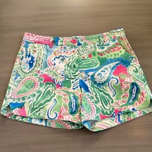 Jade High Waist Paisley Shorts - Pink, Green, Blue